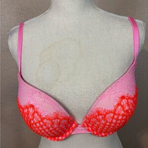 Very Sexy Push-Up Pink and Red Lace Bra